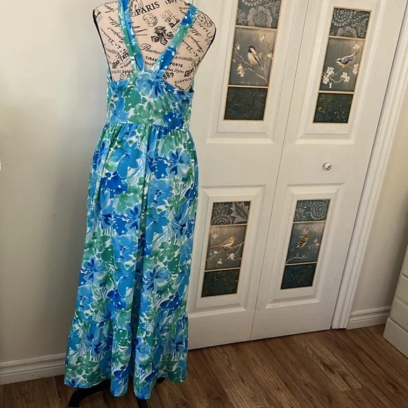 Grace Karin Blue and Green Floral Maxi Dress - Picture 3 of 16